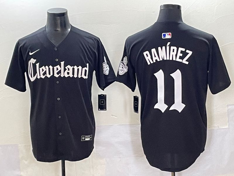 Men 2025 Cleveland Indians #11 Ramirez Black Five generations Joint Name Nike MLB Jersey style 1